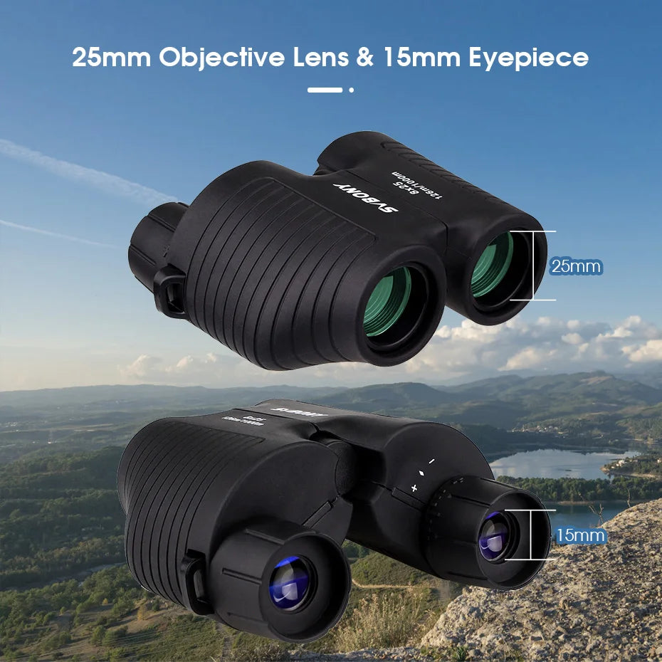 SVBONY 8x25 SV10 Binoculars Compact Fixed Focus Mini Portable Telescope Multi-coated Porro Prism for Outdoor Spoorts Games F9323