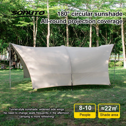 Car Awning Tent 210D Waterproof Windproof UV Sun Shelter Anti-Mosquito Beach Camping Tent Portable for Outdoor