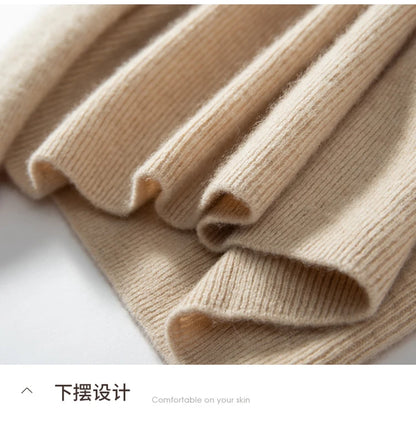 100% cashmere sweater women's knitted pullover sweater high neck solid color slim fit soft cashmere basic women's sweater