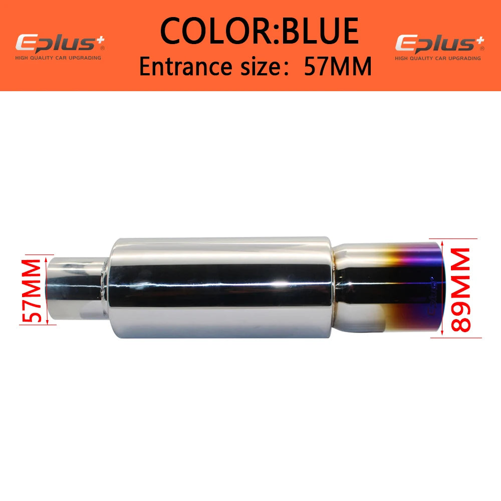 EPLUS Car&Motorcycle Exhaust Pipe Muffler Tail Pipe Universal High Quality Stainless Steel 51 57 63MM Exhaust End Output 89MM