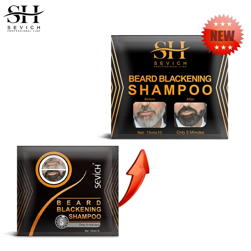 Sevich Instant Hair Dye Black Beard Shampoo Beard Paint Men Beard Coloring Dye Natural Temporary Blackening Moustache Shampoo