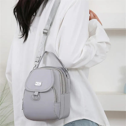 Lightweight Nylon Women's Crossbody Bag, Casual Mini Handbag with Multiple Zip Pouch, Chic Design Shoulder Bag for Everyday Use