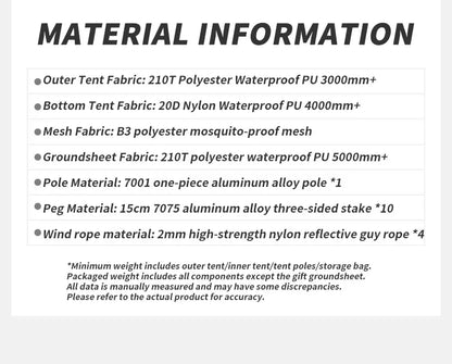 Naturehike Mongar 2 Person Tent 20D Nylon 210T Waterproof Ultralight Camping Hiking Tent with Mat Backpacking Travel Tent