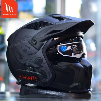 MT Street Fighter Motorcycle Helmet Detachable Combination Electroplated Gold Helmet ECE DOT Certification Full Face Casco Moto
