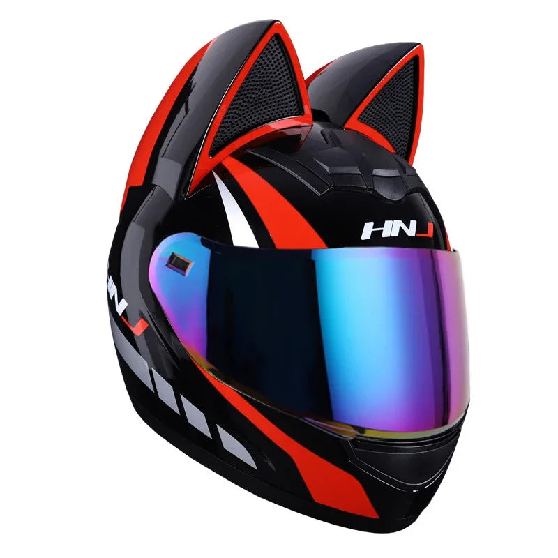 KEMITOUR Full Face Motorcycle Helmet DOT Certification Cat Ear Safety Moto Helmet For Women Men Breathable Gift For Girlfriend