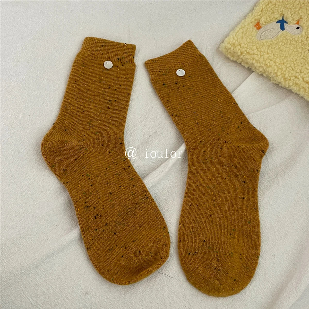 SP&CITY Colored Dotted Sheep Woolen Socks Women's Winter Warm Keeping Middle Tube Socks Casual Thick Korean Fashion Stockings