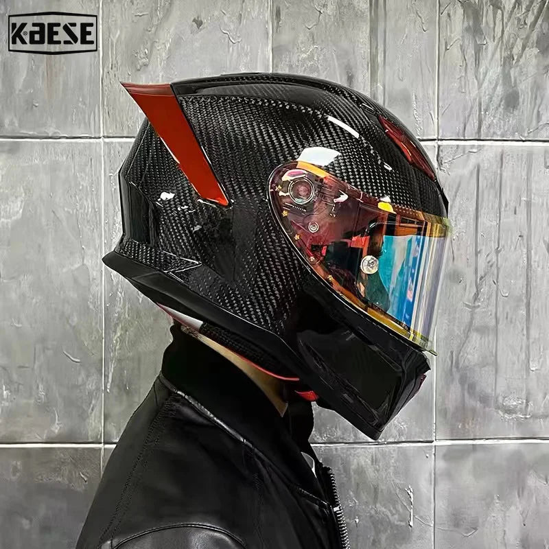 All-New Carbon Hybrid Retro High Quality Full Face Motorcycle Helmet Anti-Fog Visor Stabile Zero Glare Reduce Pressure Points