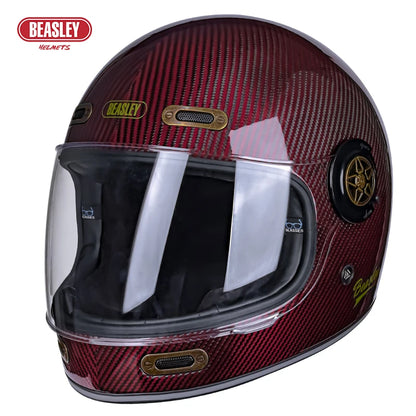 BEASLEY Retro Helmet Men's Women's Cruise Motorcycle Fiberglass Full Helmet Carbon Fiber Motorcycle Helmet DOT Certification