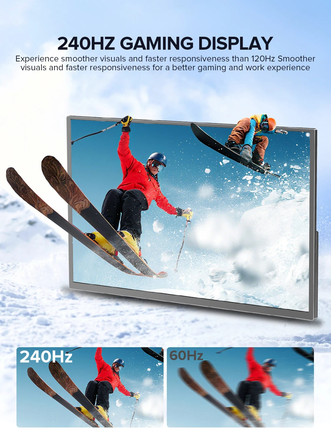 UPERFECT 24.5" 240Hz Portable Gaming Monitor 1ms FreeSync External Display with USB-C Mini-HDMI Port for Laptop Desktop Mini PC