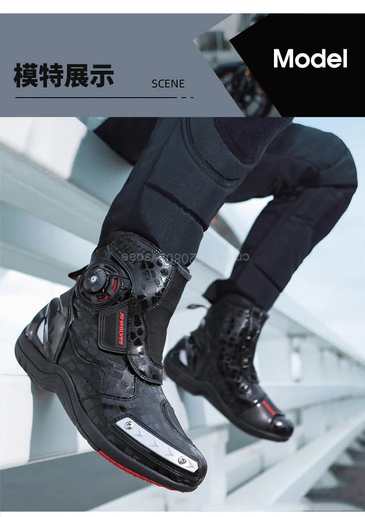 Motorcycle Riding Boots Summer New Anti-fall Casual Cycling Shoes Men's Outdoor High-top Cross-country Race Motorcycle Shoes