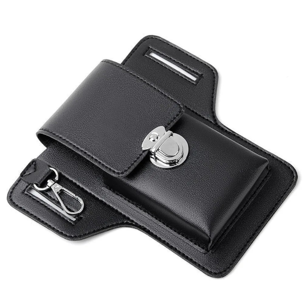 2024 Fashion New Men's Belt Leather Case Vertical Multifunctional Portable Phone Waistpack Card Bag Can Be Keyed Pu Leather Gift