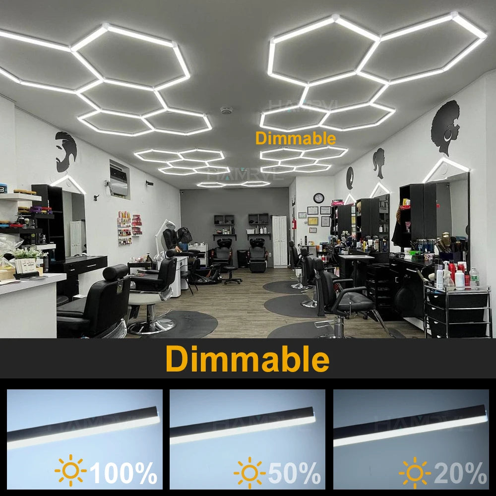 Hexagon Dimmable LED Ceiling Light Modern Honeycomb Panel with 3-Level Dimming 100%/50%/20% for Living Room Bedroom Salon Garage