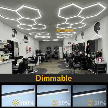 Hexagon Dimmable LED Ceiling Light Modern Honeycomb Panel with 3-Level Dimming 100%/50%/20% for Living Room Bedroom Salon Garage