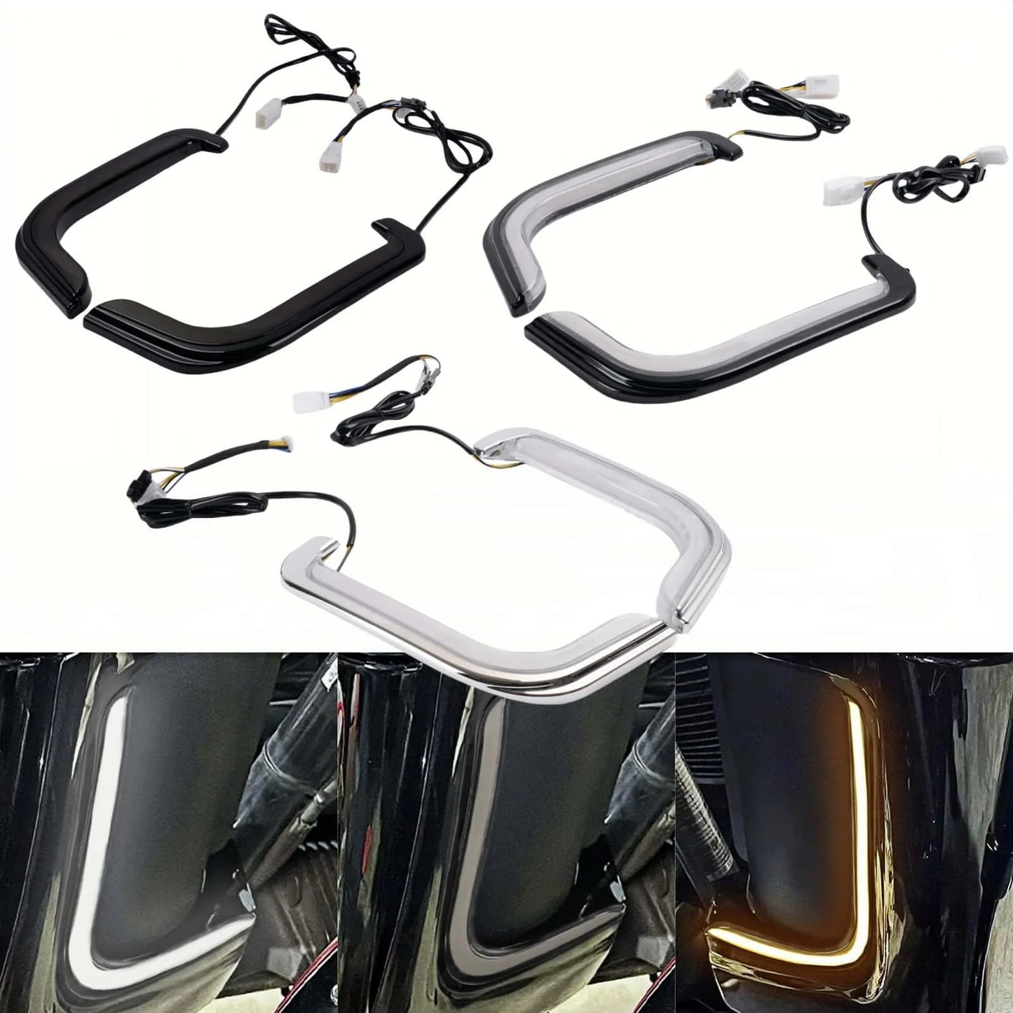 A pair of motorcycle yellow+white two-color turn signal lights daytime running lights suitable for Harley CVO Street Glide
96-13