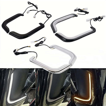 A pair of motorcycle yellow+white two-color turn signal lights daytime running lights suitable for Harley CVO Street Glide
96-13