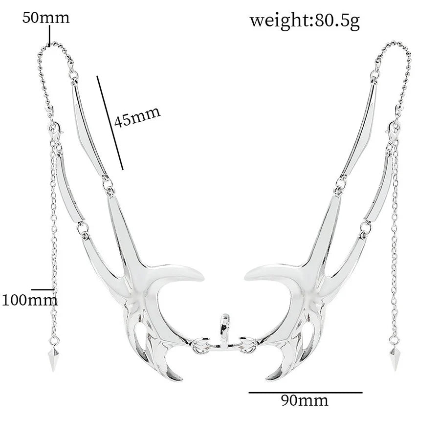 Punk Alien Decent Nose Mechanical Mask Cosplay Chin Gothic Masks Metal Face Wearing Halloween Masquerade Party Accessories