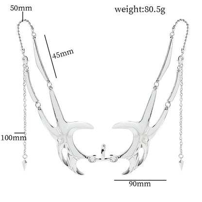 Punk Alien Decent Nose Mechanical Mask Cosplay Chin Gothic Masks Metal Face Wearing Halloween Masquerade Party Accessories