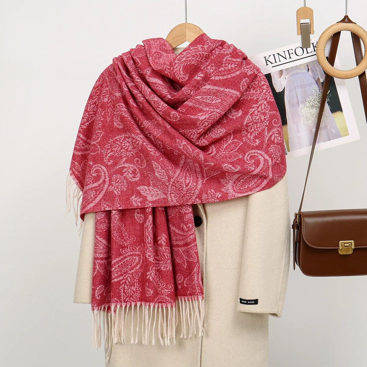Autumn New Hot-selling Imitation Cashmere Cashew Fringed Scarf Women's Versatile Fashion Thickened Outer Warm Office Shawl
