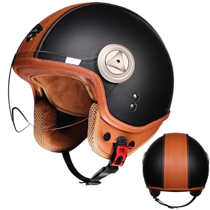 2025 high-quality semi covered motorcycle helmet with fashionable leather wrapping and cascos para motos suede lining capacetes
