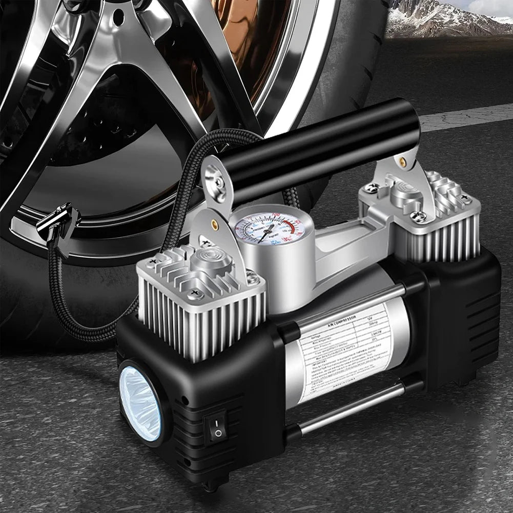 12V Portable Dual Cylinder Air Pump Heavy Duty Car Truck Air Compressor 150PSI Car Digital Tyre Inflator Tyre Inflatable Pump