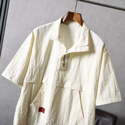 M/L/XL/2XL/3XL Pet Groomer Lapel Work Clothes Unisex Summer Salon Hairdressers Wrap Short Sleeves Barber Shop Gown Uniform