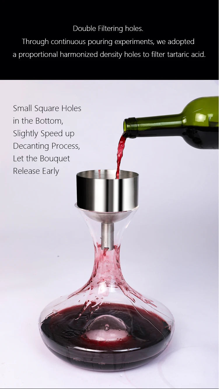 Stainless Steel Wine Shower Funnel with Sediment Strainer, Wine Aerator