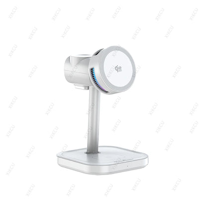 3 IN 1 Magnetic qi2 25W Wireless Charger Stand LED Light  Air Cooling Fast ChargingFor iPhone 17~12 Airpods Pro 3/2 Apple Watch