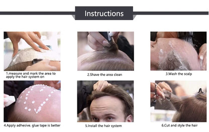 Men Toupee 0.06mm Thin Skin Natural Hairline Men's Capillary Prothesis Toupee Men Wigs Male Wig Hair System 100% Human Hair