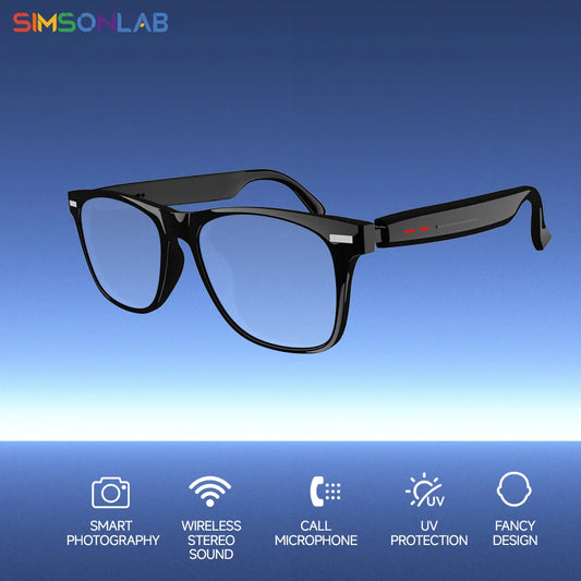 Smart Glasses Camera Remote Shoot Bluetooth Music Driving Headphones Call Sunglasses AI Voice Assistant Binaural Touch  For Men