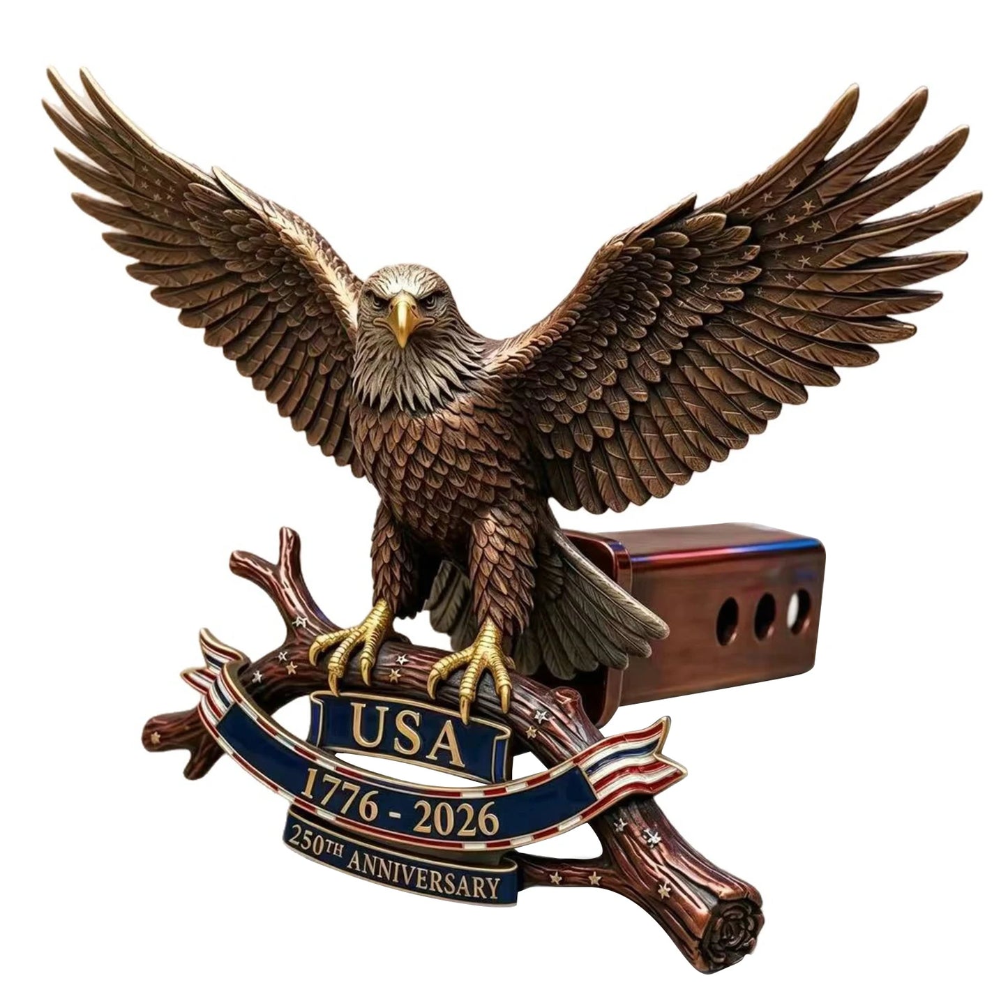Patriotic Bald Eagle Hitch Cover USA 250th Anniversary Hitch Cover for Most Pickup Trucks SUVs and Campervans Vehicle Decoration