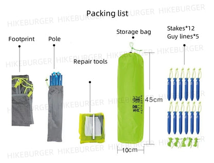 ASTA GEAR Yunque 10D Ultralight 1P Tent Outdoor Camping Fish Spine Waterproof Windproof Silicon Coating Trekking Tent