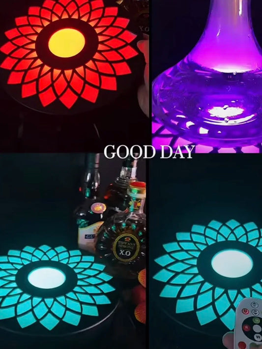LED Smoking Table Lamp with Laser Light & Charging Base for Hookah Portable Neon Smoke Glow Lamp for Bar Party Laser Effects