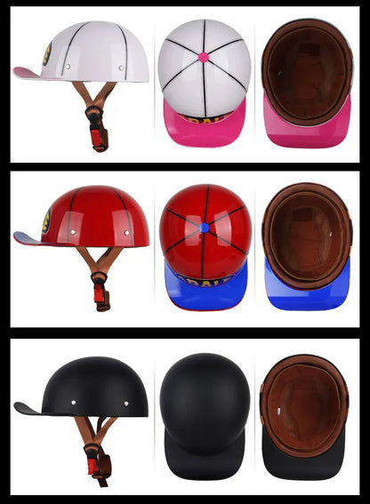 Vintage men's baseball caps motorcycle retro helmets ladybug helmets electric car baseball caps half helmets