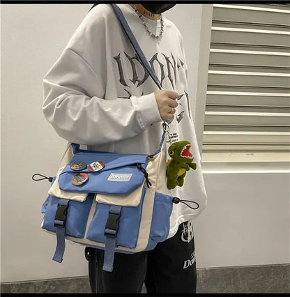 Harajuku Men Nylon Crossbody Bags for Women Messenger Bag Girls School Book Bags Youth Canvas Handbags Shoulder Bag Sac Bolsas