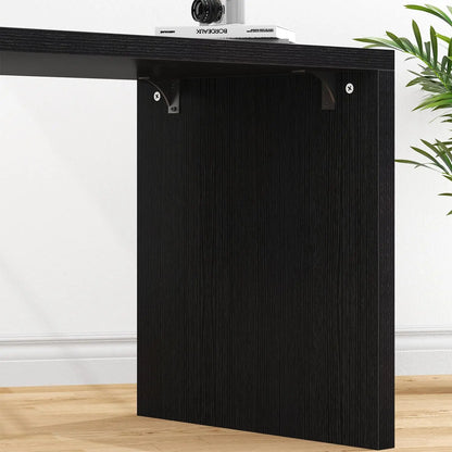 Black L Shaped Computer Desk with Drawers, L Shaped Home Office Desk with Storage Cabinet Shelves, Reversible, Customized
