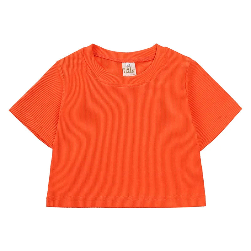 Summer Girls Bell Bottom Outfits 2Pcs Solid T-Shirt Tops + Flared Pants Suit Toddler Kids Fashion Tracksuit Children Clothes