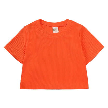 Summer Girls Bell Bottom Outfits 2Pcs Solid T-Shirt Tops + Flared Pants Suit Toddler Kids Fashion Tracksuit Children Clothes