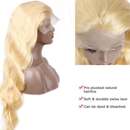 13x4 13x6 360 HD Transparent 613 Lace Frontal Wig Honey Blonde Color Brazilian Raw Body Wave Lace Front Human Hair Wig For Women
