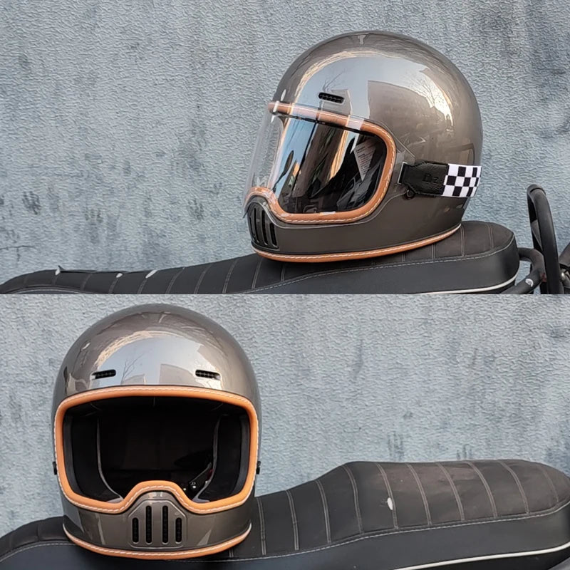ORZ Retro Full Helmet Motorcycle Motorcycle Helmet Four Seasons Couple Street Bike Helmet Riding