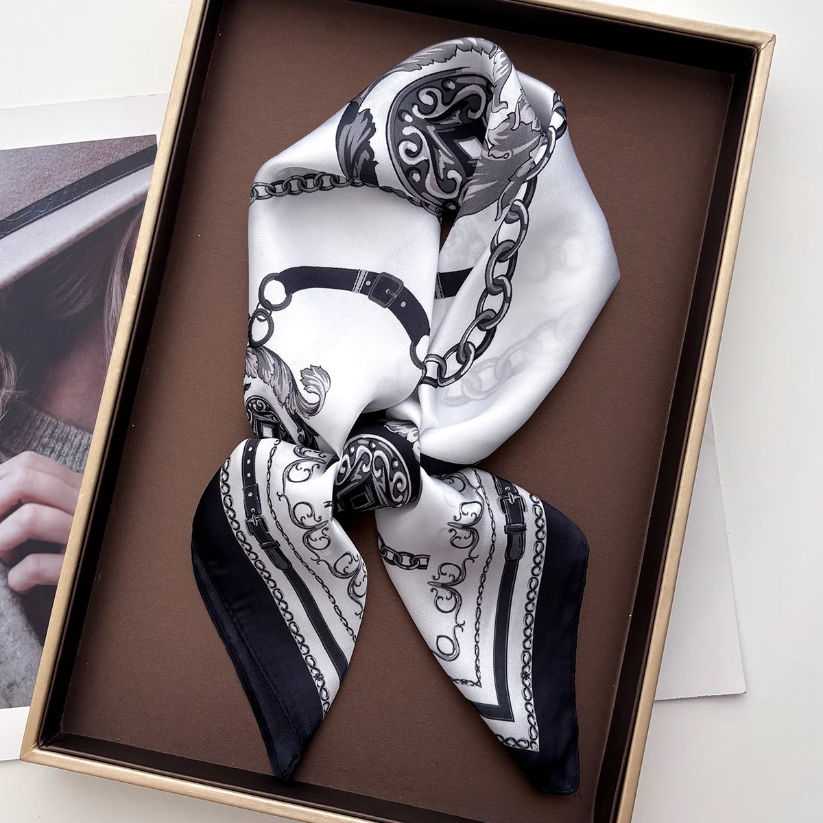 Luxury Women Square Scarf Silk Imitation Print Neckerchief Bandana Lady Shawl Scarves Wrap Head Hair Band Ties