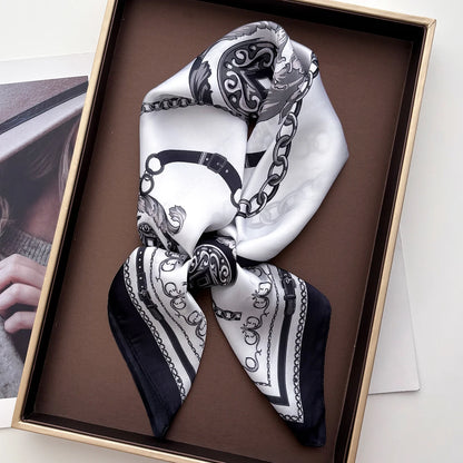 Luxury Women Square Scarf Silk Imitation Print Neckerchief Bandana Lady Shawl Scarves Wrap Head Hair Band Ties