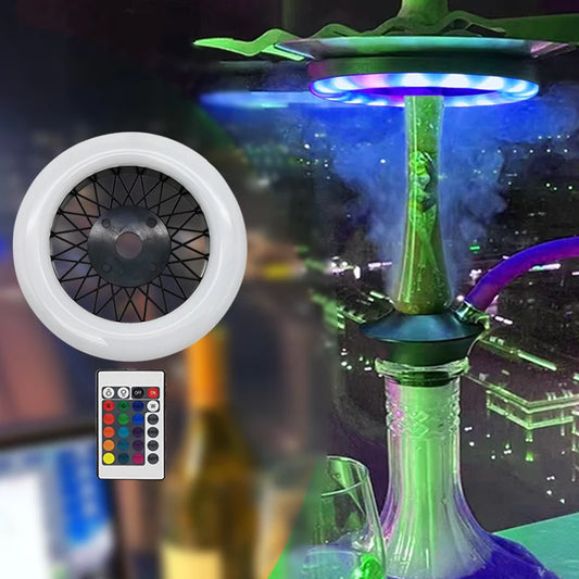 Colored Hookah LED Light Rechargeable RGB Colorful Ring Shisha Lamp Grid Round Hole Buckle Nightclub Bar Smoking Accessories