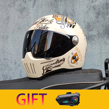 Retro motorcycle helmet Casco cruising motorcycle rider modular helmet full helmet with Bluetooth earphones included ORZ-728