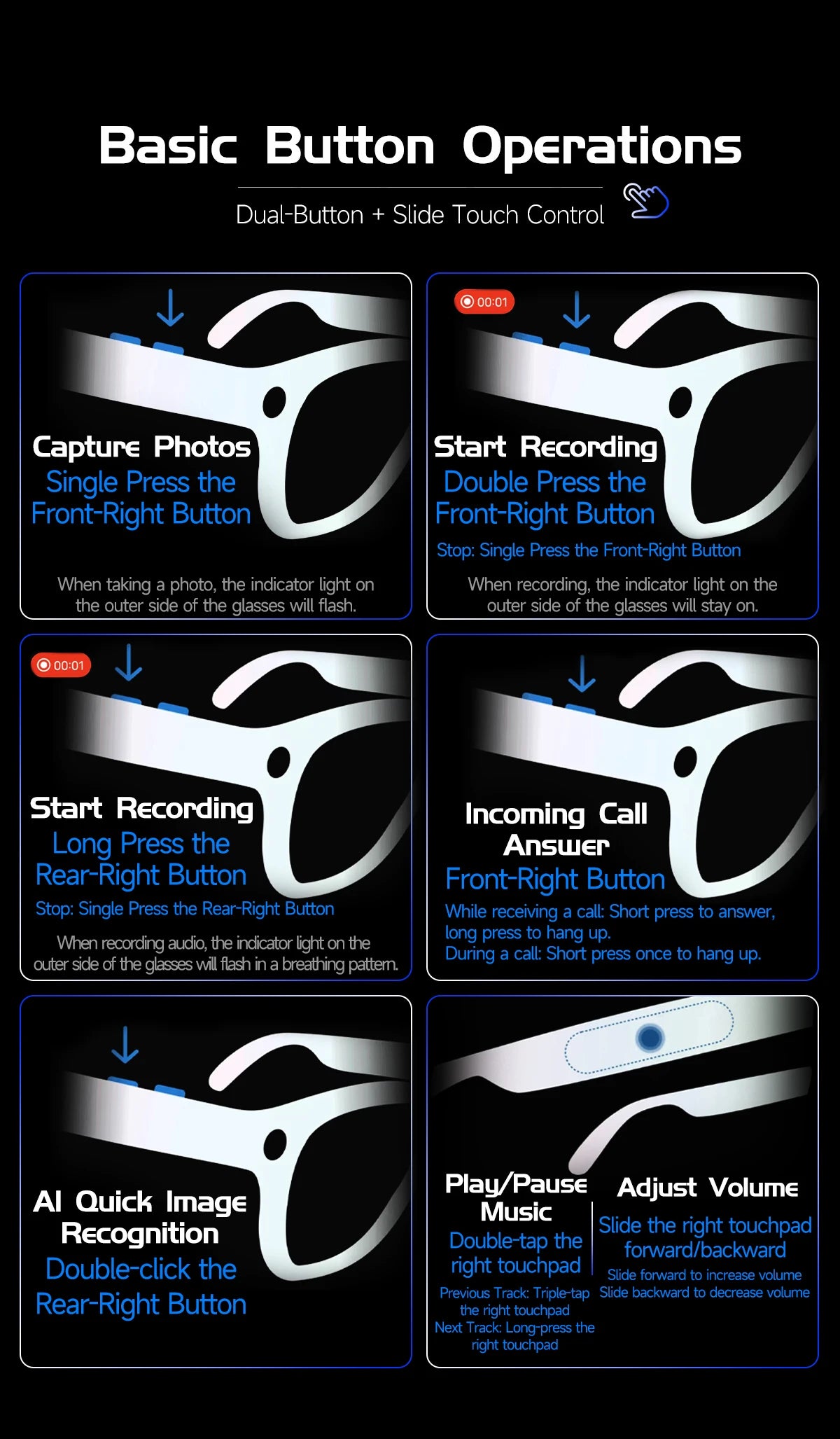 New 4k HD 800W Camera Smart Glasses Men 100+Language Translation 1080P shoot Video WIFI Transmission Music Player Call Glasses