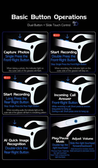 New 4k HD 800W Camera Smart Glasses Men 100+Language Translation 1080P shoot Video WIFI Transmission Music Player Call Glasses