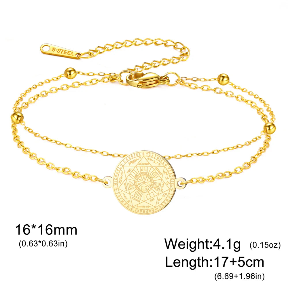 Dawapara Seven Archangels Seal Bracelet Solomon Protection Blessing Amulet Stainless Steel Religious Jewelry