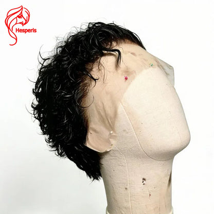 Hesperis Male Lace Front Curly Wig 13x6 Short Cut Human Hair Male Wigs Natural Color Pre-Styled Remy Hair Boy's Wig For Men