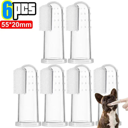 Silicone Soft Pet Finger Cuff Toothbrushes Dog Brush Bad Breath Tartar Teeth Care Tool Cat Cleaning Scrub Silicagel Pet Supplies