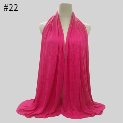 28Color Modal Cotton Jersey Hijab Scarf Ramadan Long Muslim Shawl Plain Solid Soft Turban Wraps For Women Headband