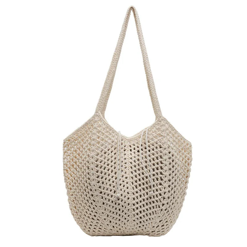 Chic Simple Lady Large Capacity Shoulder Bags Shopping Beach Bag for Women Casual Straw Woven Tote Bag Female Handbag Purses
